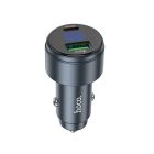 Автомобільний зарядний пристрій HOCO Z57B Glorious 63W dual-port digital display PD45W+QC3.0 car charger Metal Gray
