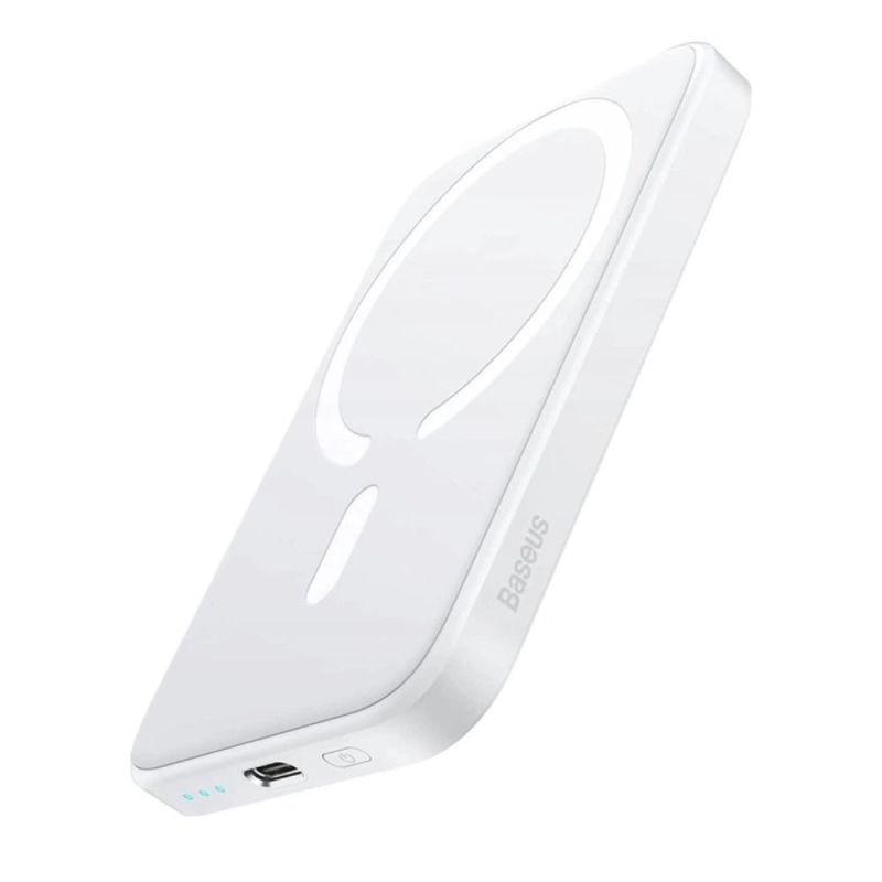 Зовнішній акумулятор Baseus Magnetic Mini Air Wireless Fast Charge Power Bank 6000mAh 20W Stellar White（With Simple Series Charging Cable Type-C to