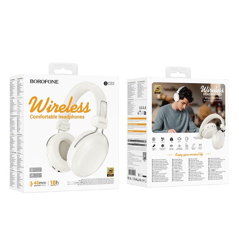 Бездротові накладні навушники BOROFONE BO33 Melody BT headphones Milky White