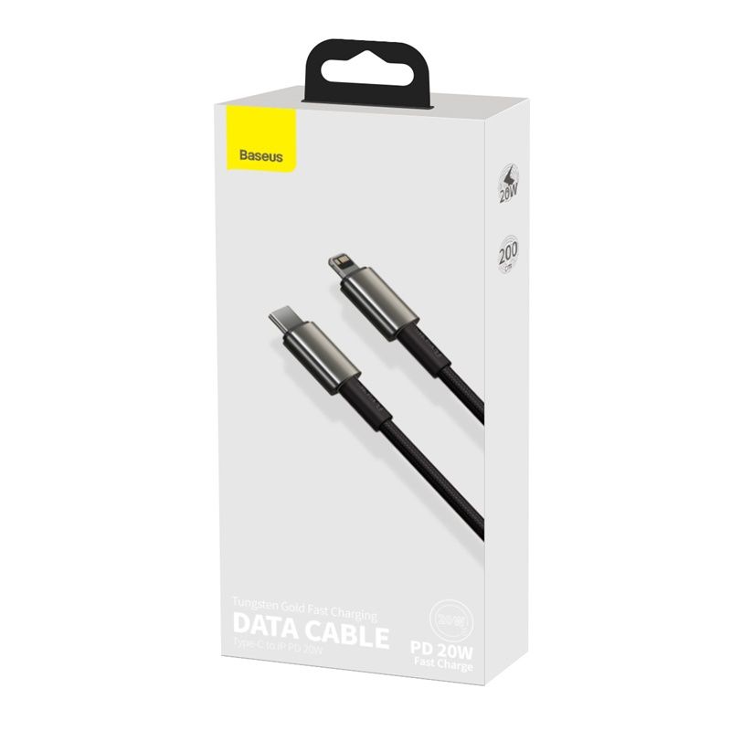 Кабель Baseus Tungsten Gold Fast Charging Data Cable Type-C to iP PD 20W 2m Black