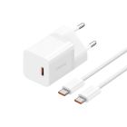 Мережевий зарядний пристрій з кабелем Baseus GaN5 Fast Charger(mini) 1C 30W EU Moon White(With: Fast Charging Data Cable Type-C)