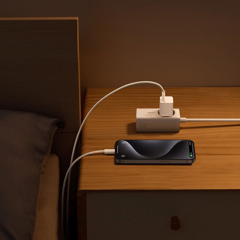 Мережевий зарядний пристрій з кабелем Baseus GaN5 Fast Charger(mini) 1C 30W EU Moon White(With: Fast Charging Data Cable Type-C)