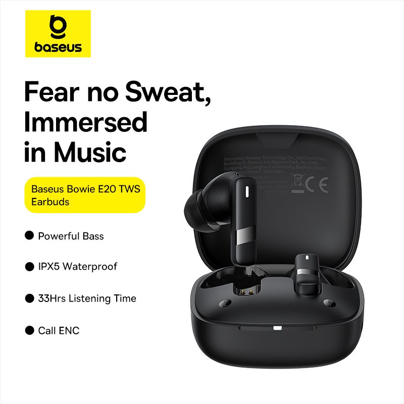 Бездротові навушники Baseus Bowie E20 True Wireless Earphones Cluster Black
