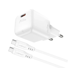 Мережевий зарядний пристрій з кабелем ACEFAST A73 mini PD20W GaN single USB-C charger set (C3-03) White