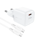 Мережевий зарядний пристрій з кабелем ACEFAST A73 mini PD20W GaN single USB-C charger set (C3-03) White