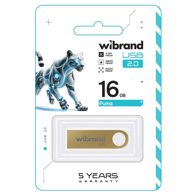 Флеш-накопичувач Wibrand USB 2.0 Puma 16Gb Gold