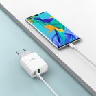 Мережевий зарядний пристрій з кабелем HOCO C80A Rapido PD20W+QC3.0 charger set (Type-C TO Type-C)(EU) White