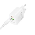 Мережевий зарядний пристрій BOROFONE BN29 Fuente PD30W+QC3.0 charger (EU) White