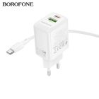 Мережевий зарядний пристрій BOROFONE BN29 Fuente PD30W+QC3.0 charger (EU) White