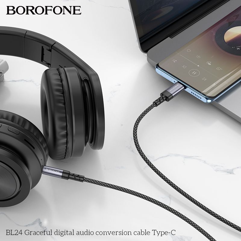 Аудіокабель BOROFONE BL24 Graceful digital audio conversion cable Type-C Metal Grey