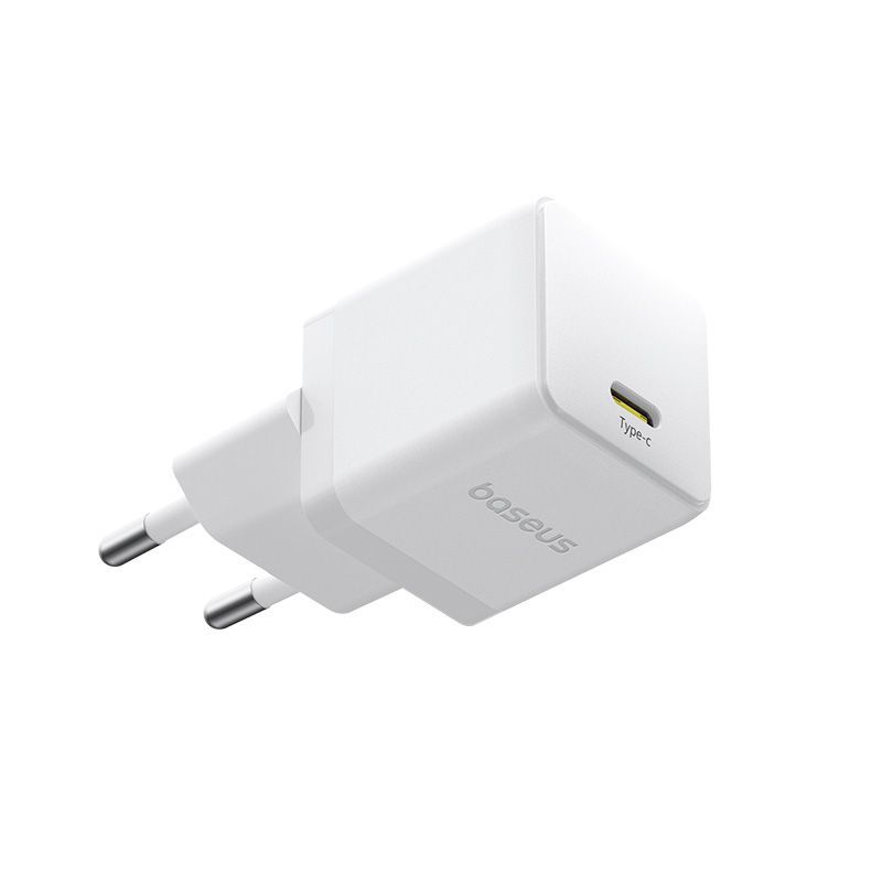 Мережевий зарядний пристрій з кабелем Baseus Palm Fast Charger 1C 30W EU Moon White(With:Baseus Mini White Cable C to C 60W(20V/3A) 1m Moon White)