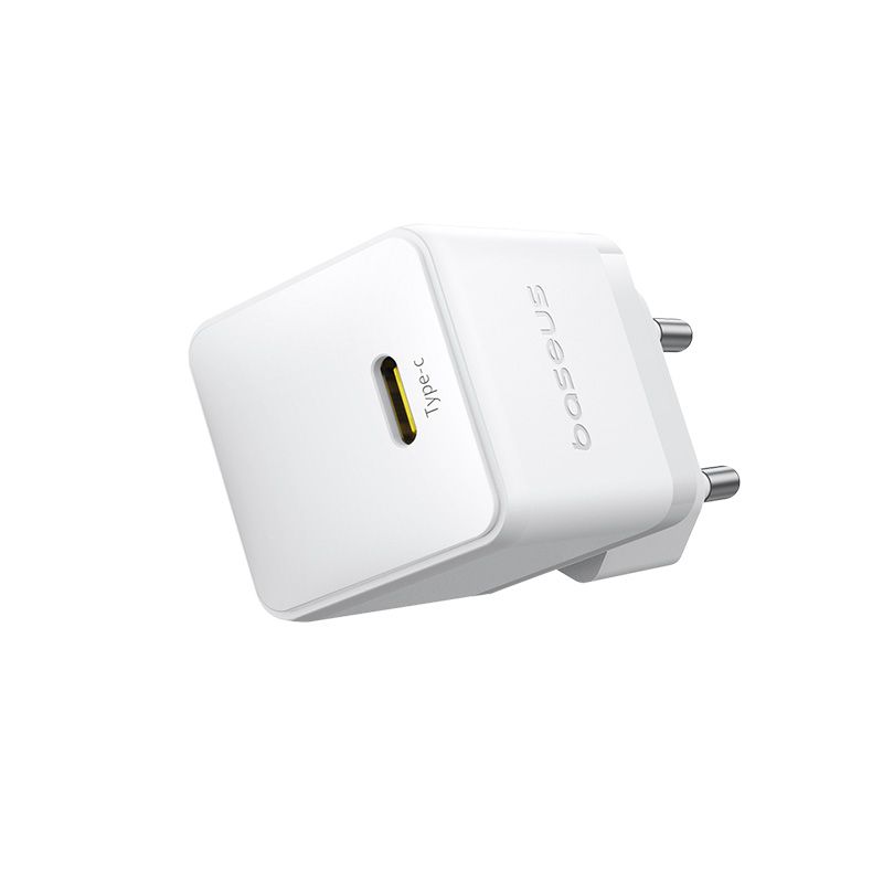 Мережевий зарядний пристрій з кабелем Baseus Palm Fast Charger 1C 30W EU Moon White(With:Baseus Mini White Cable C to C 60W(20V/3A) 1m Moon White)