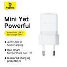 Мережевий зарядний пристрій з кабелем Baseus Palm Fast Charger 1C 30W EU Moon White(With:Baseus Mini White Cable C to C 60W(20V/3A) 1m Moon White)