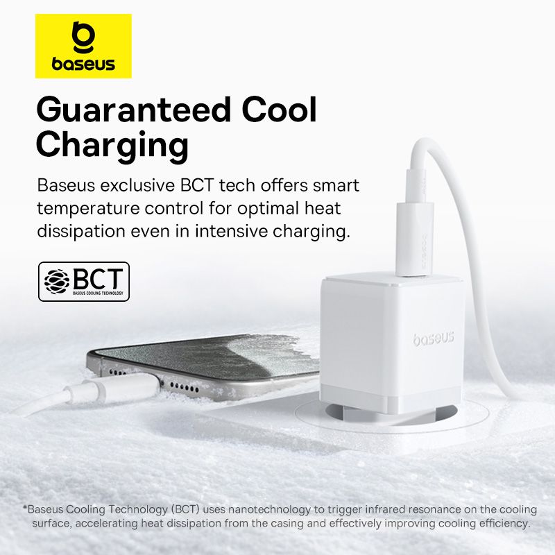 Мережевий зарядний пристрій з кабелем Baseus Palm Fast Charger 1C 30W EU Moon White(With:Baseus Mini White Cable C to C 60W(20V/3A) 1m Moon White)