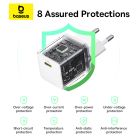 Мережевий зарядний пристрій з кабелем Baseus Palm Fast Charger 1C 30W EU Moon White(With:Baseus Mini White Cable C to C 60W(20V/3A) 1m Moon White)