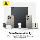Мережевий зарядний пристрій з кабелем Baseus Palm Fast Charger 1C 30W EU Moon White(With:Baseus Mini White Cable C to C 60W(20V/3A) 1m Moon White)