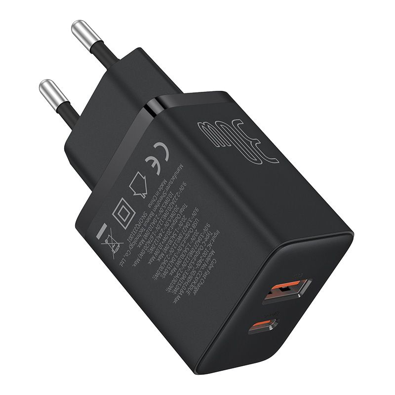 Мережевий зарядний пристрій Baseus Cube Fast Charger C+U 30W EU Cluster Black