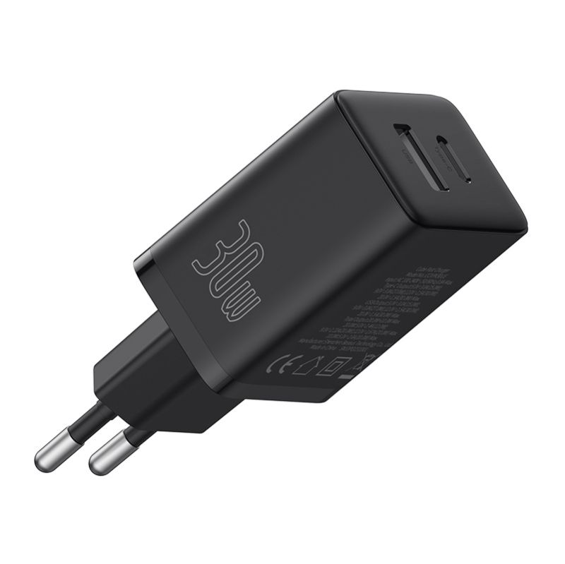 Мережевий зарядний пристрій Baseus Cube Fast Charger C+U 30W EU Cluster Black
