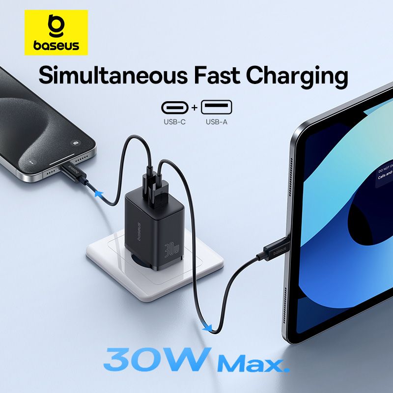 Мережевий зарядний пристрій Baseus Cube Fast Charger C+U 30W EU Cluster Black