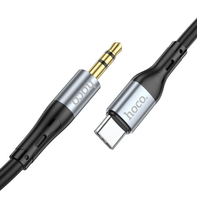 Аудiокабель HOCO UPA22 Type-C to 3.5mm male, silicone, 1m, Black