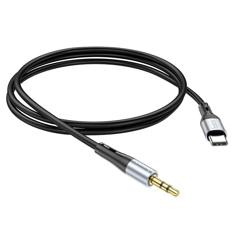 Аудiокабель HOCO UPA22 Type-C to 3.5mm male, silicone, 1m, Black