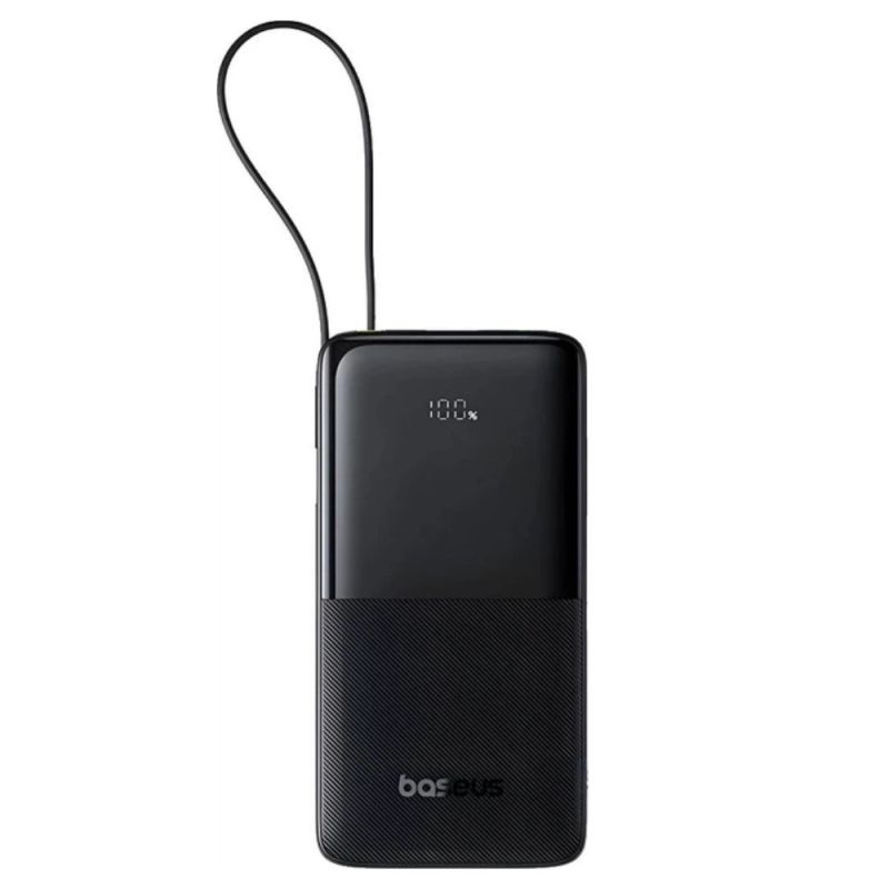 Зовнішній акумулятор Baseus Bipow 2 Digital Display Power Bank With Built-in USB-C Cable 10000mah 20W Cluster Black