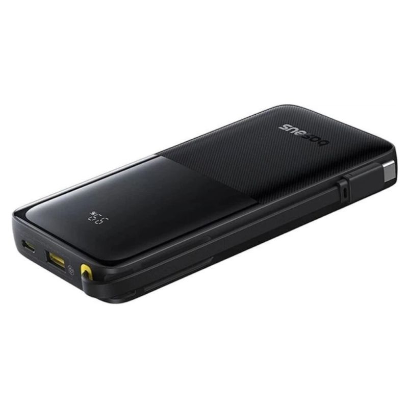 Зовнішній акумулятор Baseus Bipow 2 Digital Display Power Bank With Built-in USB-C Cable 10000mah 20W Cluster Black