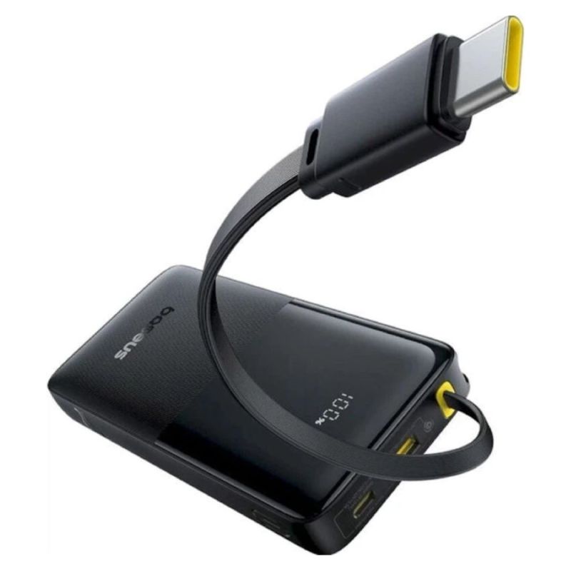 Зовнішній акумулятор Baseus Bipow 2 Digital Display Power Bank With Built-in USB-C Cable 10000mah 20W Cluster Black