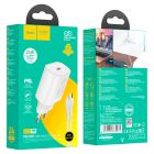 Мережевий зарядний пристрій з кабелем HOCO N22 Jetta PD25W charger set (Type-C to iP)(EU) White