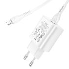 Мережевий зарядний пристрій з кабелем HOCO N22 Jetta PD25W charger set (Type-C to iP)(EU) White