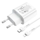Мережевий зарядний пристрій з кабелем HOCO N22 Jetta PD25W charger set (Type-C to iP)(EU) White