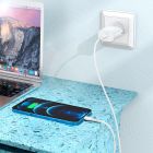 Мережевий зарядний пристрій з кабелем HOCO N22 Jetta PD25W charger set (Type-C to iP)(EU) White