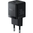 Мережевий зарядний пристрій Baseus Palm Fast Charger C+U 30W EU Cluster Black