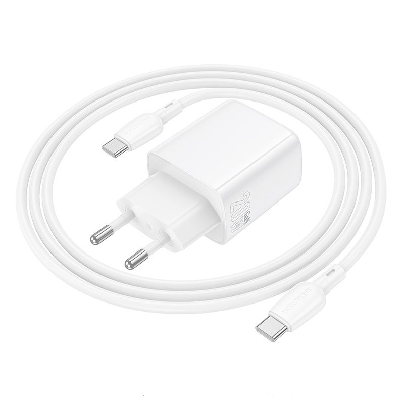 Мережевий зарядний пристрій BOROFONE BN27 Fuente PD20W+QC3.0 charger (EU) White