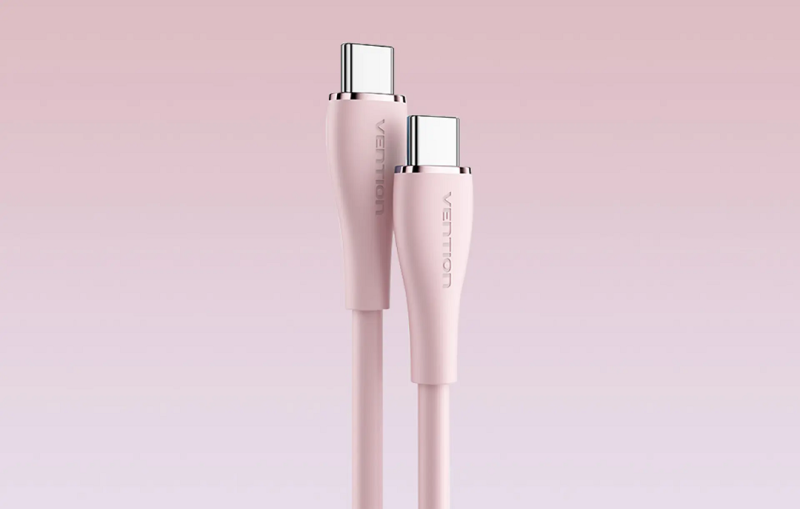 Кабель Vention USB 2.0 C Male to C Male 5A Cable 1M Pink Silicone Type (TAWPF)