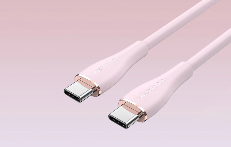 Кабель Vention USB 2.0 C Male to C Male 5A Cable 1M Pink Silicone Type (TAWPF)
