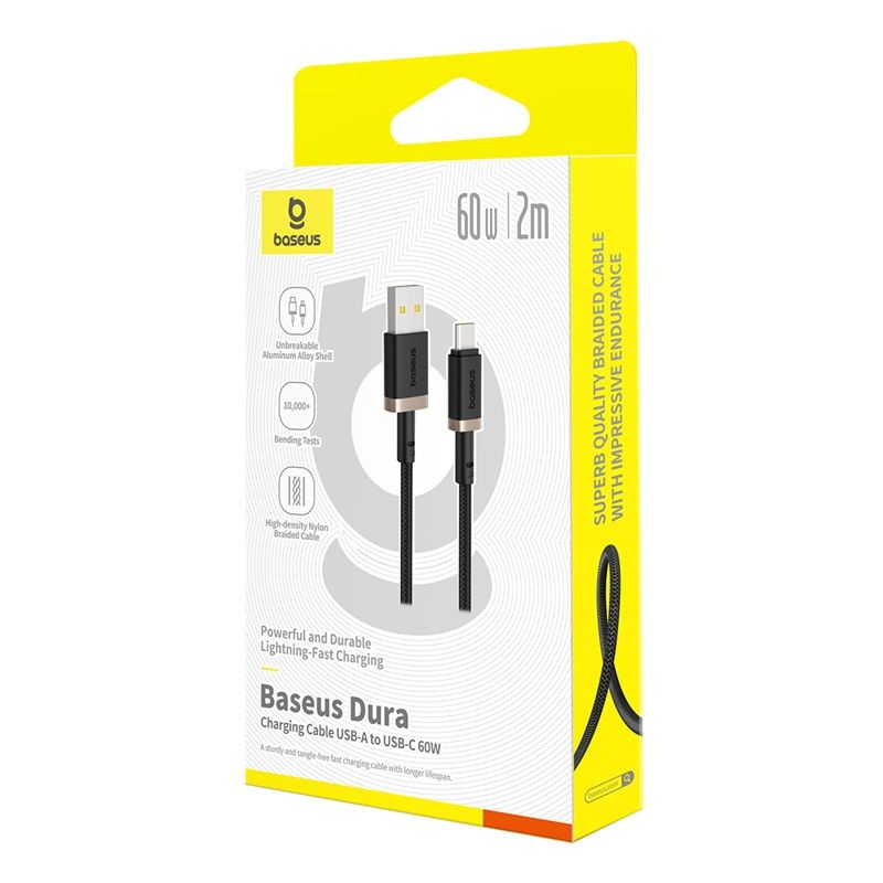 Кабель Baseus Dura Series Fast Charging Cable USB to Type-C 60W 2m Gold+Black
