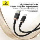 Кабель Baseus Dura Series Fast Charging Cable USB to Type-C 60W 2m Gold+Black