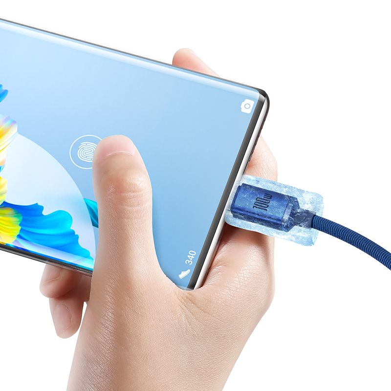 Кабель Baseus Crystal Shine Series Fast Charging Data Cable USB to Type-C 100W 2m Blue