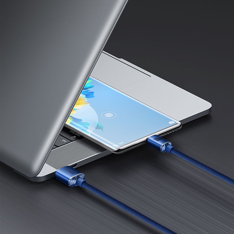 Кабель Baseus Crystal Shine Series Fast Charging Data Cable USB to Type-C 100W 2m Blue