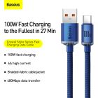 Кабель Baseus Crystal Shine Series Fast Charging Data Cable USB to Type-C 100W 2m Blue