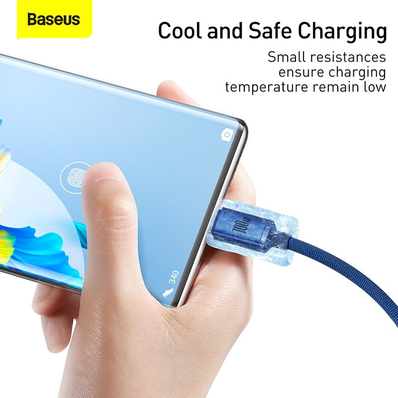 Кабель Baseus Crystal Shine Series Fast Charging Data Cable USB to Type-C 100W 2m Blue