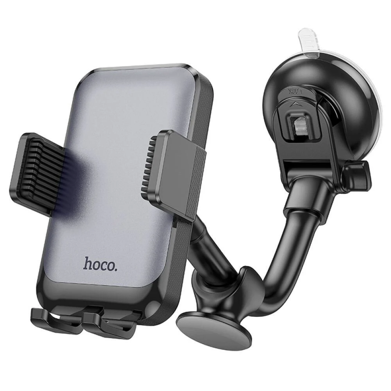 Автотримач для телефона HOCO H27 Rock push-type car holder(center console) Black gray