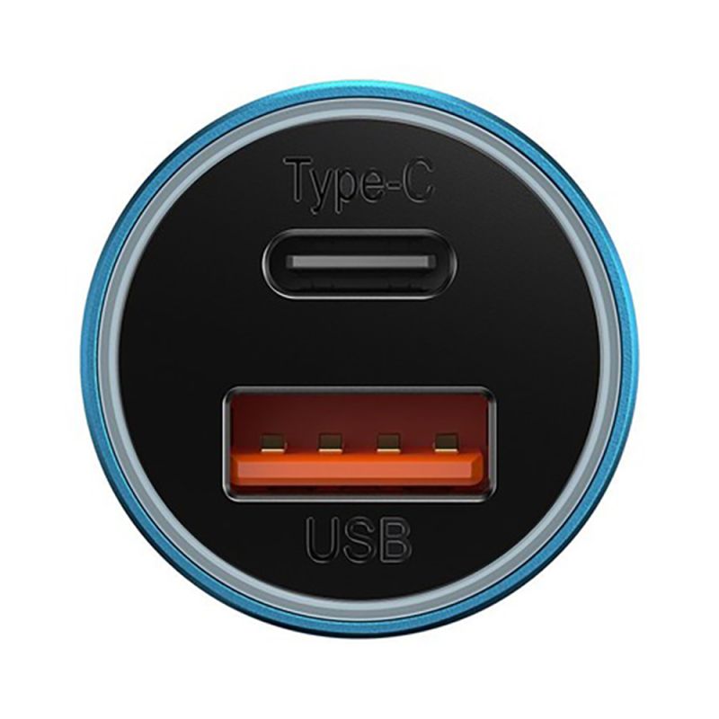 Автомобільний зарядний пристрій Baseus Golden Contactor Max Dual Fast Charger Car Charger U+C 60W Blue