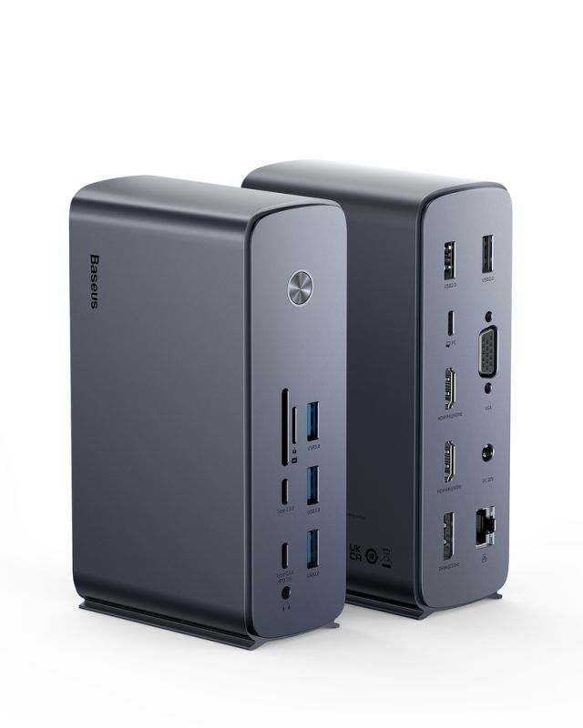 USB-хаб Baseus UnionJoy 17-Port Triple-Display  Docking Station Space Grey（USB-C to HDMI4K@60Hz*2+DP4K@60Hz*1+USB3.0*3+USB-C3.0*2+USB2.0*2+PD*1+PC*1+