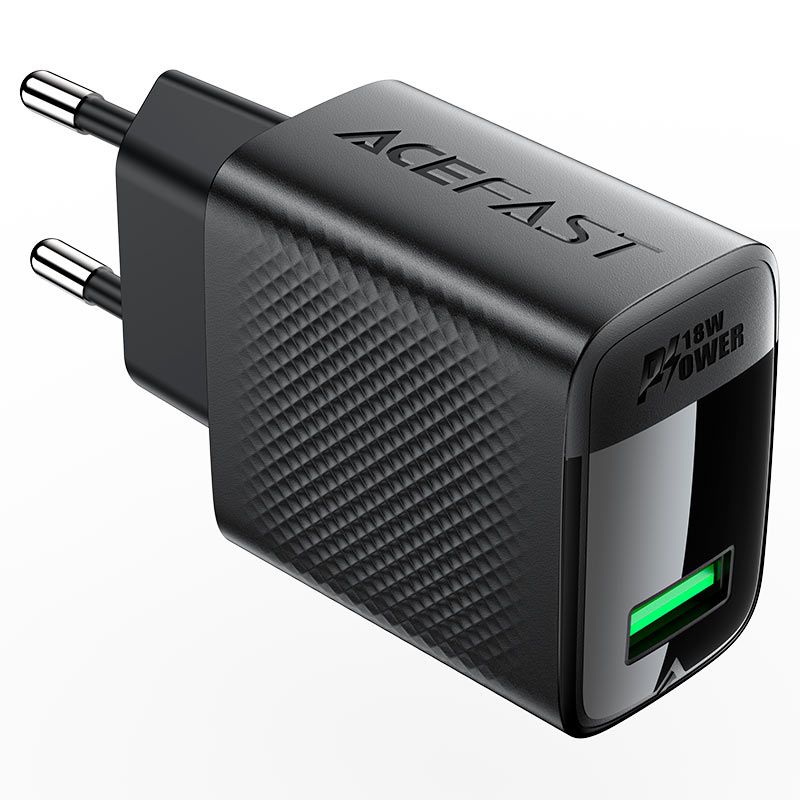 Мережевий зарядний пристрій ACEFAST A90 QC18W GaN single USB-A charger (EU) Black
