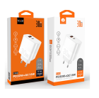 Мережевий зарядний пристрій WUW-C208 30W PD USB-C + USB QC3.0 18W white