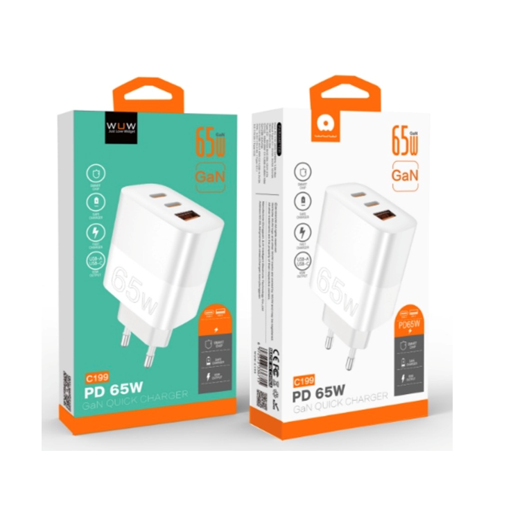 Мережевий зарядний пристрій WUW-C199 PD65W+PD20W+QC18W GaN C white