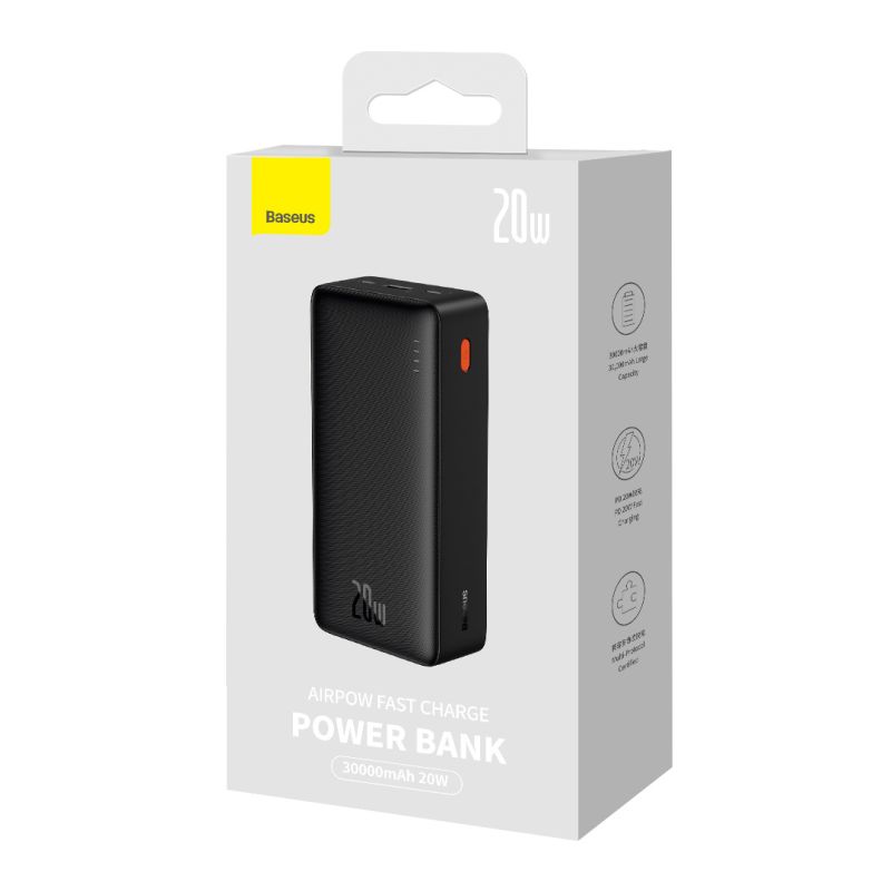 Зовнішній акумулятор Baseus Airpow Fast Charge Power Bank 30000mAh 20W Black