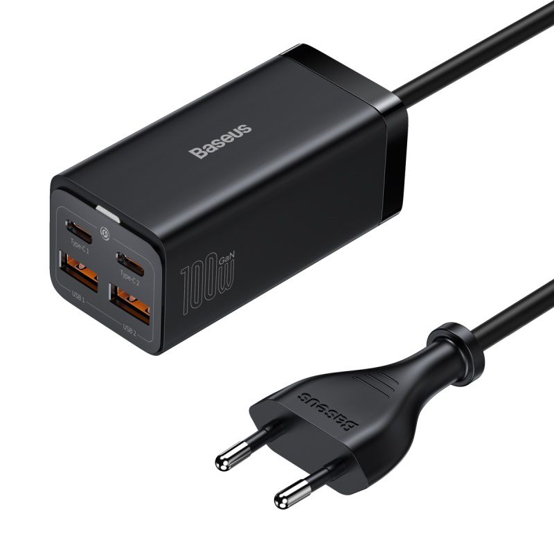 Мережевий зарядний пристрій Baseus GaN3 Pro Desktop Fast Charger 2U+2C 100W EU Black